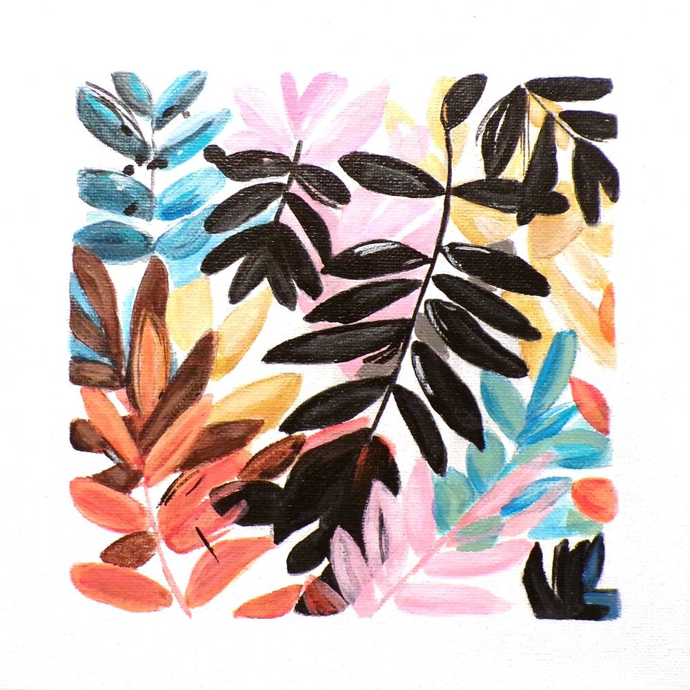 Original Abstract Botanical Painting Canvas Modern Floral Wall Art